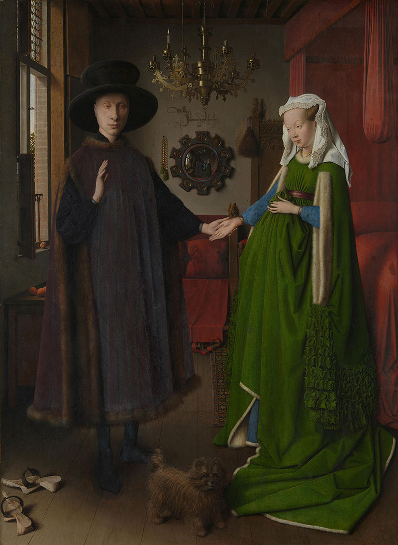 扬·凡·艾克(Jan van Eyck)《乔凡尼·阿尔诺芬尼夫妇像》,1434年,北欧文艺复兴,肖像,油画,83.7 x 57 cm,国家画廊,伦敦,英国