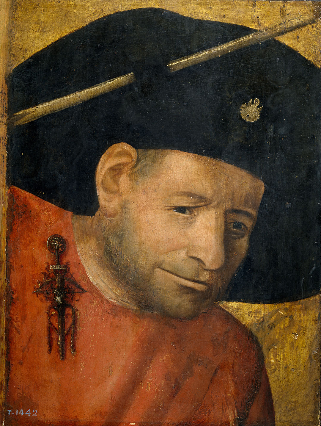 耶罗尼米斯·博斯《Head of a Halberdier》,1490年,北方文艺复兴,肖像画,油画,28.2 x 21.3 cm,Museo del Prado, Madrid, Spain