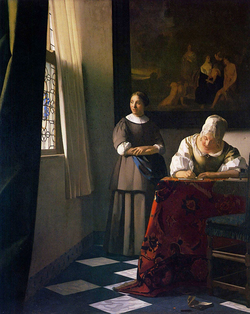 a lady writing a letter with her maid(写信的女人与女佣)