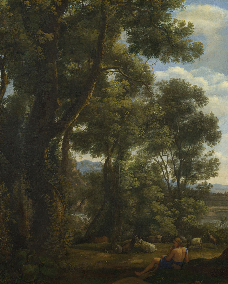 Landscape with Goatherd 与牧羊人的风景 1636年,布面油彩