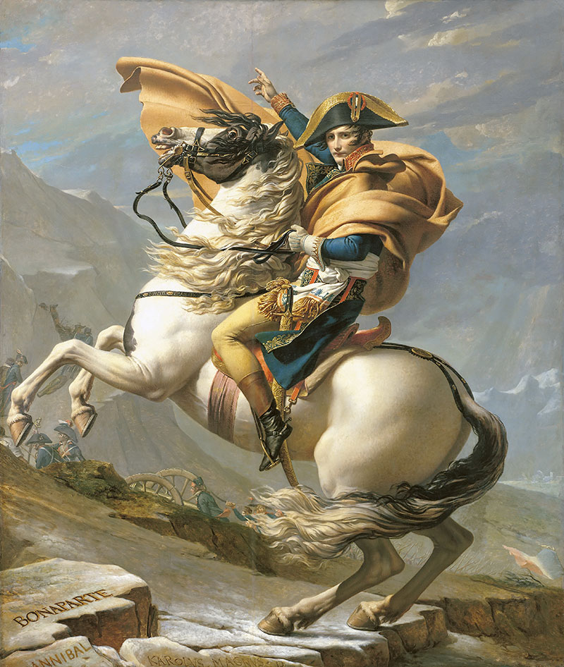 拿破仑翻越阿尔卑斯山 - Napoleon Crossing the Alps at the St Bernard Pass, 20th May 1800
1801年,历史画,布面油画