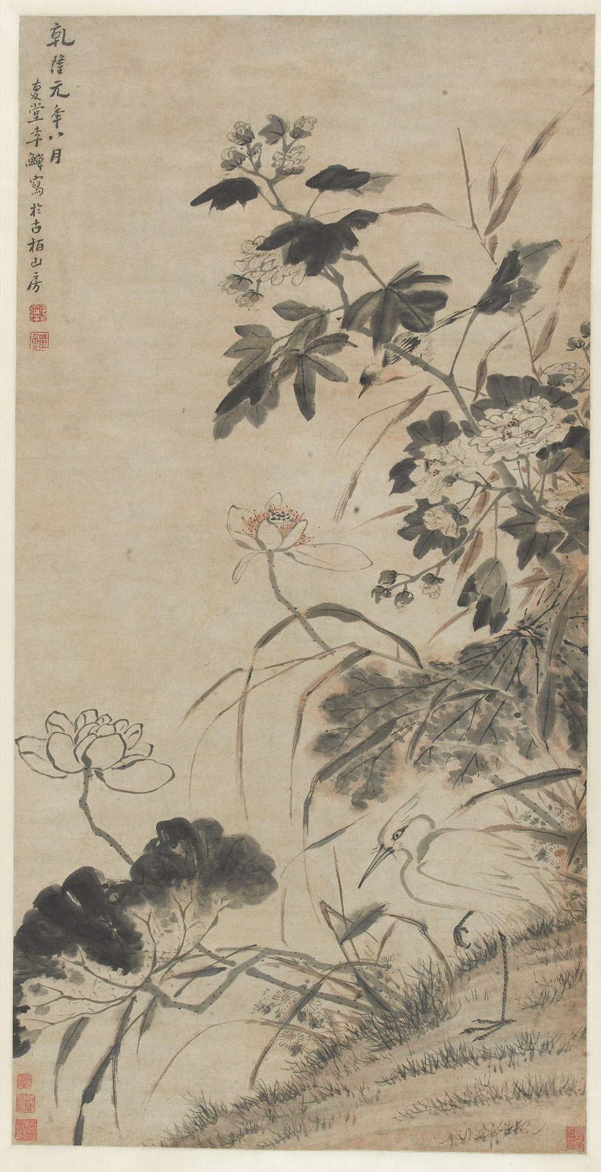 清·李鱓《花鸟图》
50x99cm 纸本水墨