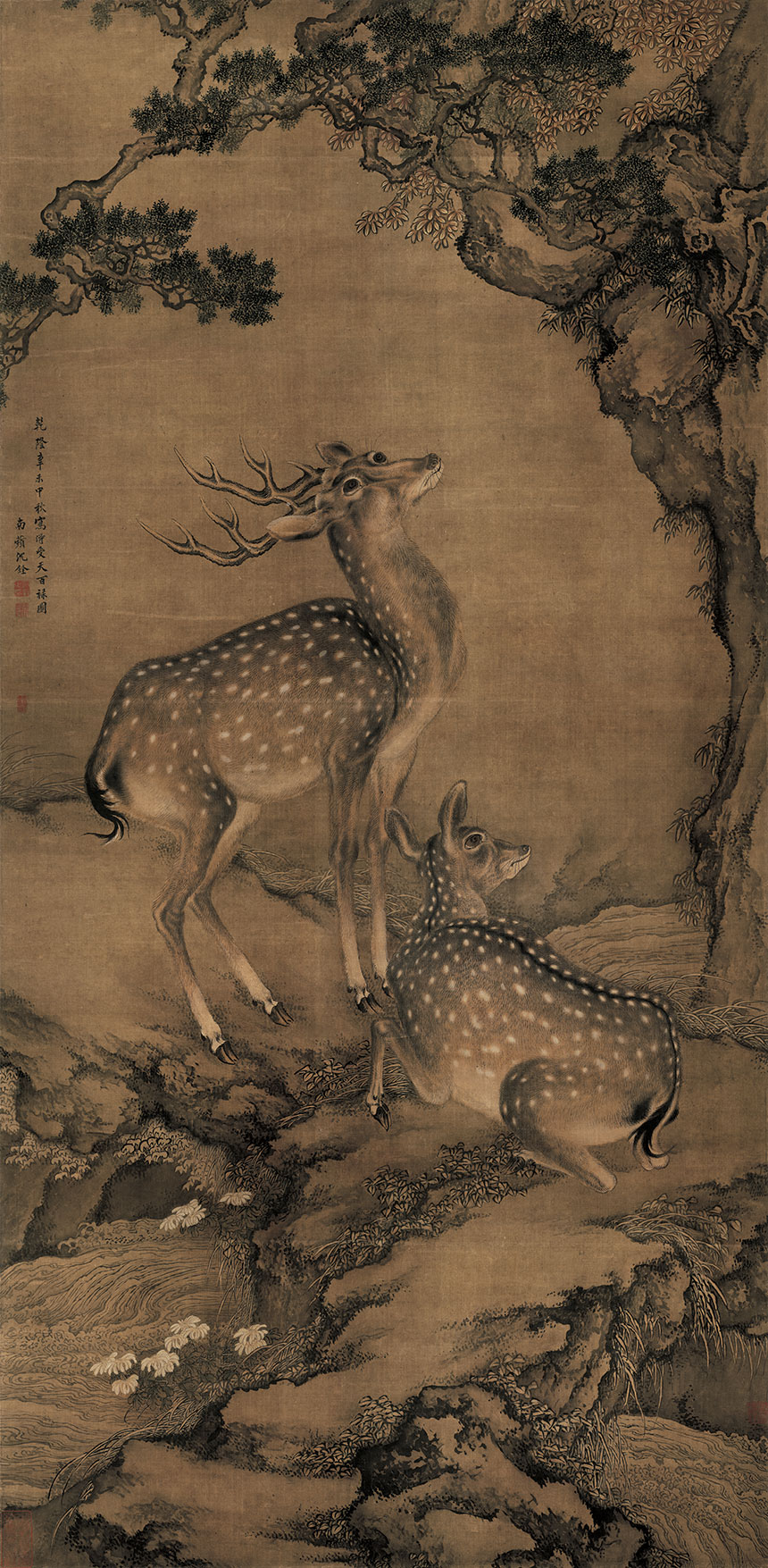 清·沈铨-受天百禄图
绢本立轴设色 199x97.5cm 天津博物馆藏