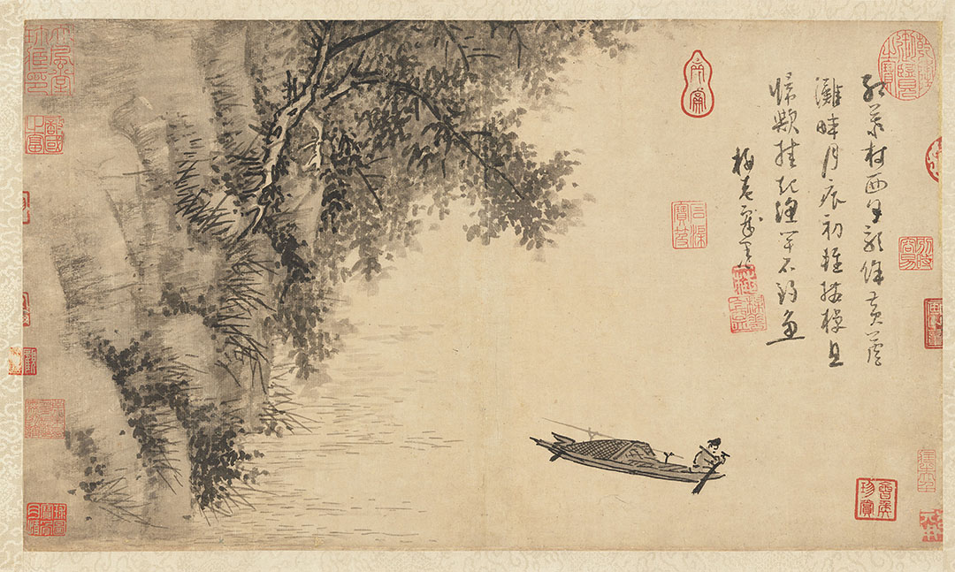 [元] 吴镇《芦滩钓艇图》